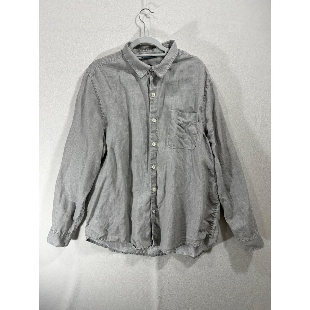 Tommy Bahama Gray Linen Button Up Long Sleeve XL